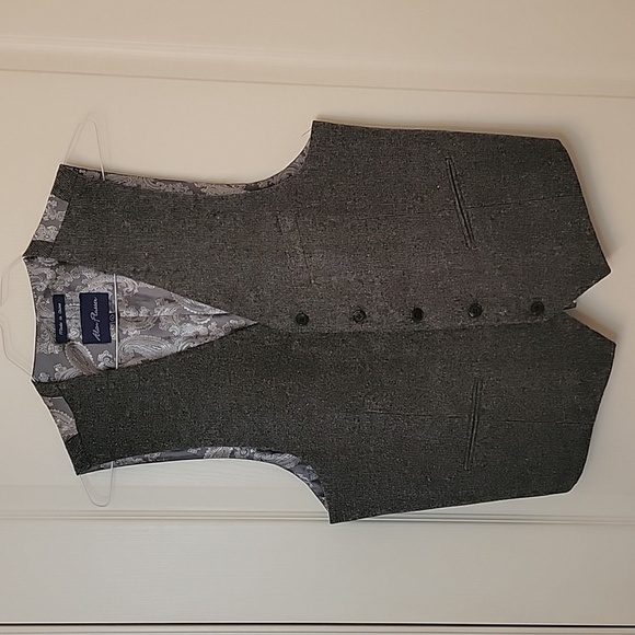 Alan Flusser Wool-Feel Vest, Size L.  Paisley Liner. New! - Picture 1 of 7